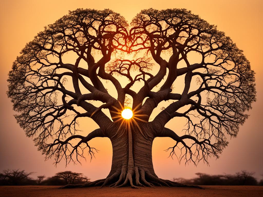 Die verschlungenen Baobab Amoureux als Symbol ewiger Liebe